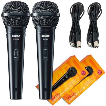 Imagem de Kit c/ 2 microfones shure de mão com fio sv200 unidirecional