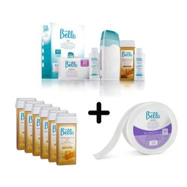 Imagem de Kit Depilação + 6 Ceras Refil + Rolo 50Mts Lenço Depil Bella