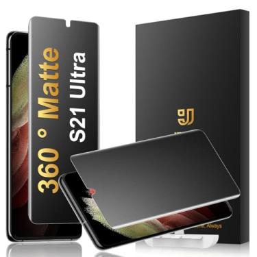 Imagem de JEHOO [Pacote com 2] Protetor de tela de privacidade de TPU fosco de 4 vias 360° para Samsung Galaxy S21 Ultra (não é vidro), compatível com sensor de impressão digital, filme flexível adesivo
