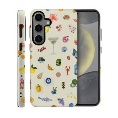 Imagem de TnXee Capa para Samsung Galaxy S24 FE, capa de telefone estética frutífera lírio flor peixe resistente a quedas fosco 2 em 1 capa de camada dupla sólida para meninas mulheres