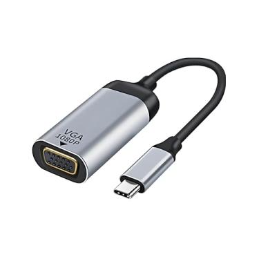 Imagem de Cabo adaptador CY USB-C USB 3.1 tipo C para VGA 1080p HDTV com capa dourada prateada para MacBook e laptop 2016