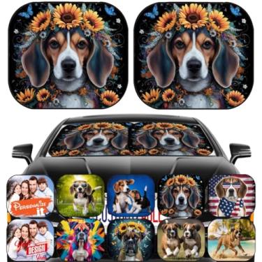 Imagem de Maizi Para-brisa para-sol 2 peças ajuste universal para-sol para-brisa design para cães animais de estimação Beagle filhote cabe na maioria dos caminhonetes MUV Hatchback Pick-up MPV