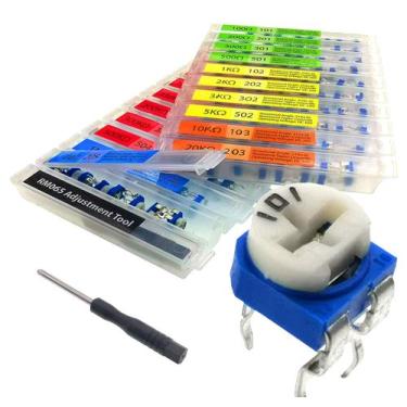 Imagem de Kit de sortimento Potenciômetro EEEEE RM065 19 valores 100 -2M