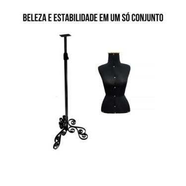 Imagem de Busto Costureira Feminino Preto Tam 38 C/ Pedestal Vintage- Sofisticad