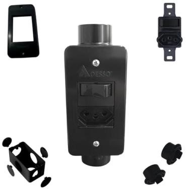 Imagem de KIT Interruptor C/Tomada Preta Flex + Condulete Sobrepor 1pol PVC Antichamas (Preto)