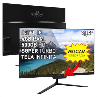 Imagem de Computador All In One Preto Intel Core i5 21,5" 4GB HD 500GB 4 Núcleos Super Turbo Hdmi Strong Tech