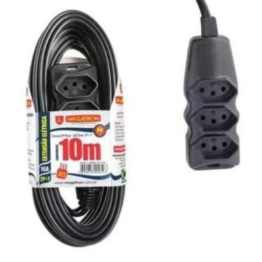 Imagem de Extensao 2p+t cabo pp 3x0,75m 10m 10a pt megatron
