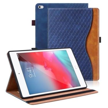 Imagem de Varohix Capa para iPad mini 5 2019, iPad mini 4 2015 de couro PU, capa protetora, suporte de visualização multiângulo com bolso para lápis para iPad mini 5/4/3/2/1-azul