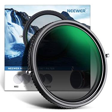 Imagem de NEEWER Filtro ND variável 2 em 1 de 58 mm ND2–ND32 e CPL (filtro polarizador circular) sem X cruz/30 camadas nano revestido/vidro óptico HD/moldura de liga de alumínio ultrafina/repelente de água/resistente a arranhões