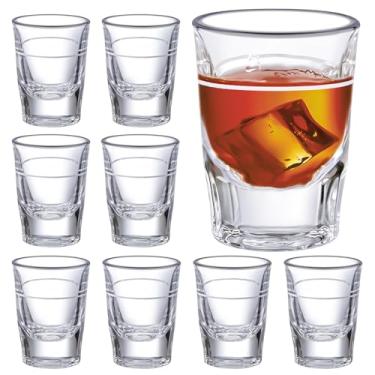 Imagem de Roshtia 8 peças de copo pesado de 60 ml com capacidade de 28 g copos de vidro listrado transparente para vodka tequila Whisky Liquor