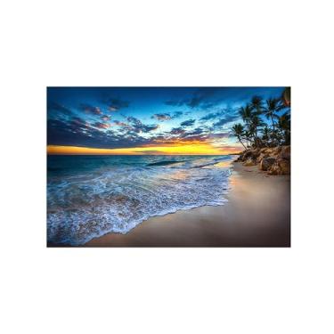 Imagem de Paisagens Pintura em Tela-Praia Mar Sol-Arte Parede Natureza-Pôster Decoração Sala de Estar Banheiro 20x30cm Sem Moldura