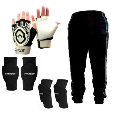 Imagem de Kit Goleiro Luva Futsal Calça Joelheira E Cotoveleira - Orca/StarSide,