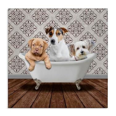 Imagem de Stupell Industries Tela Bath Buddies Dog Trio Design de arte de parede por Marcus Prime, 61 x 61 cm