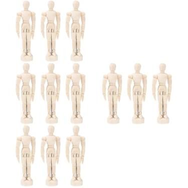Imagem de Operitacx 12 peças de figuras de madeira de artistas, manequim articulado de 11,4 cm, modelo de juntas corporais flexíveis para decoração de mesa de escritório em casa, desenho, pintura