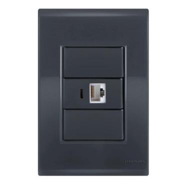 Imagem de Conjunto 1 Tomada Rede Rj45 - Tramontina Liz Grafite