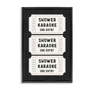 Imagem de Stupell Industries Duche Karaoke Ticket Stubs preto emoldurado floater tela parede design de arte por Lettered and Lined, 63 x 43 cm