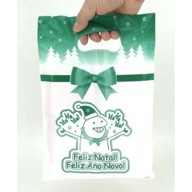 Imagem de 50 Sacolas boca de palhaço 20x29cm FELIZ NATAL / Natal 2 Verde - Alian