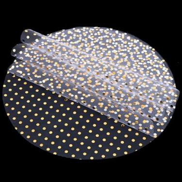 Imagem de 100 peças de jogo americano dourado de bolinhas 33 cm redondo descartável tapete de mesa de malha de folha dourada jogo americano de casamento elegante para festa de aniversário, igreja, banquete