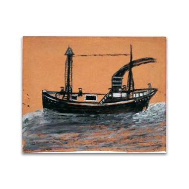 Imagem de RYLJCZ Reproduções de pinturas famosas de Alfred Wallis-(Black Steamship) Impressões em tela - quadros decorativos para sala de estar 60 x 70 cm (23,7 x 27,5 pol) sem moldura