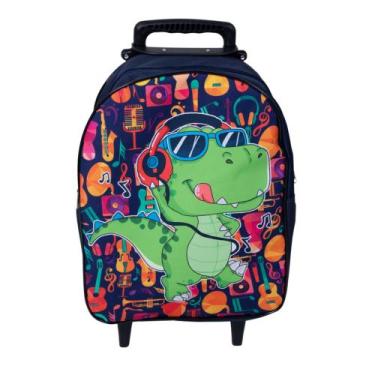Imagem de Mochila Escolar Carrinho Dinossauro Skate Menino Marinho - DB