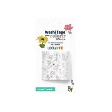 Imagem de Fita Adesiva Washi Tape Para Colorir Botânico Leoarte - Leonora