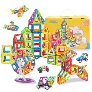 Imagem de Bloco de Montar Magnético Infantil Brinquedo Educativo Criativo Brasto