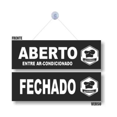 Imagem de Kit 3 Placas Porta restaurante com ventosa 15x21cm PL(577) Aberto/FECH