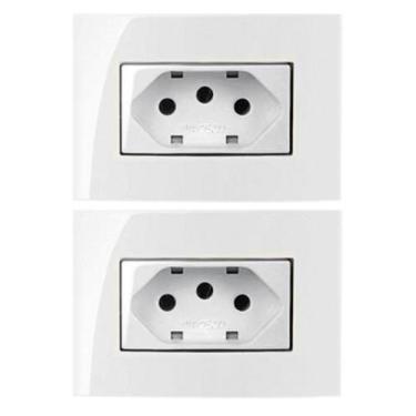 Imagem de 2 Tomada Embutir Móvel 3 Pinos 10a Branca - MARGIRIUS