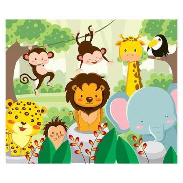 Imagem de Papel de Parede Adesivo Infantil Safari Animais Quarto Bebe - 718pcm -