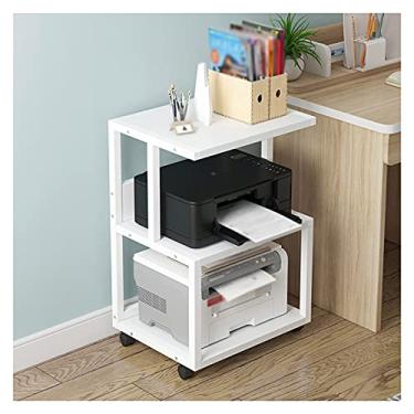 Imagem de Suporte de impressora para mesa de mesa, prateleira de armazenamento multiuso, prateleira de impressora com mesa de armazenamento de madeira, com 4 rodas (quatro cores) carrinho de impressora de mesa