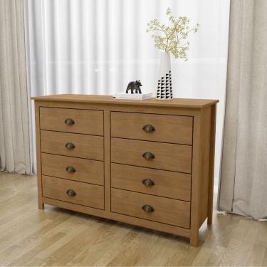 Imagem de Cômoda Madeira Maciça 8 Gavetas Quarto Closet Boho Rústico