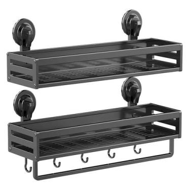 Imagem de Ventosa Shower Caddy CIBOTIES de 40 cm, pacote com 2 unidades, cinza e