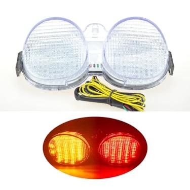 Imagem de Adequado para Yamaha 2001-2002 YZF R6; luz traseira de freio de LED com indicadores de seta integrados; 5MT-84710-10-00 (transparente)