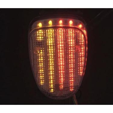 Imagem de Compatível com Yamaha XVS1100A DRAGSTAR 2001-2008; XVS650A V-Star Classic/Silverado 1999-2013; luz traseira de freio da lanterna traseira do motor (luz de freio LED + seta, lente fumaça)