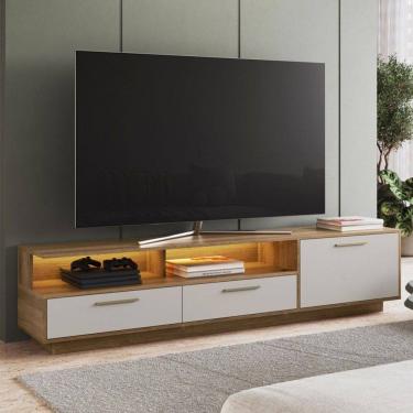 Imagem de Rack para TV Até 75 Polegadas Ravana 1 Porta 2 Gavetas com Led Arenas - Art In Móveis