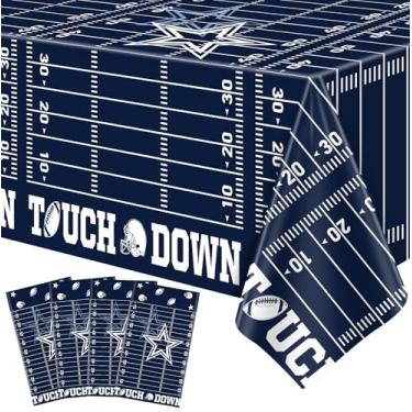 Imagem de LWYGEGJO Pacote com 4 toalhas de mesa com tema de futebol, descartáveis, de plástico, para decoração de futebol