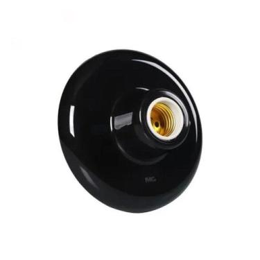 Imagem de Plafon para Lampadas Soquete Bocal E27 Porcelana Anti Giro Preto PLF-1