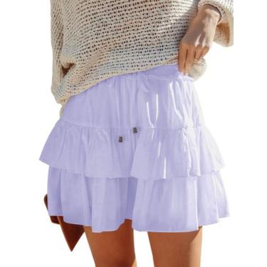 Imagem de Shorts Aoudery Flowy para mulheres, com babados, saias em camadas, Lav