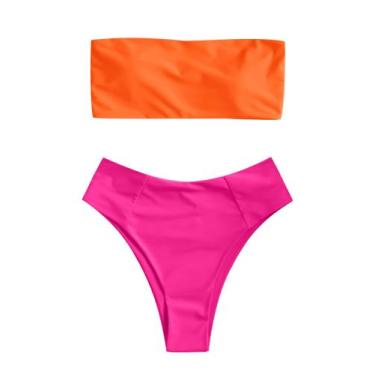 Imagem de Biquíni ZAFUL, maiô feminino de corte alto, laranja, tamanho M