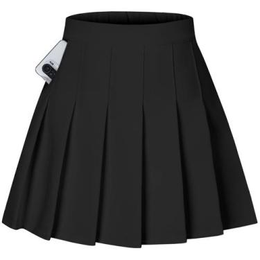 Imagem de Saia SANGTREE de cintura alta plissada para patinar preta 3GG