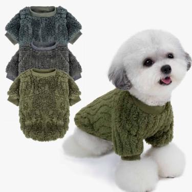 Imagem de FabriCastle Suéter para cães, pacote com 3 roupas e casacos, jaqueta para cães pequenos e médios, meninos ou meninas, suéteres macios e quentes para gatos fantasias de Natal (azul-petróleo, verde