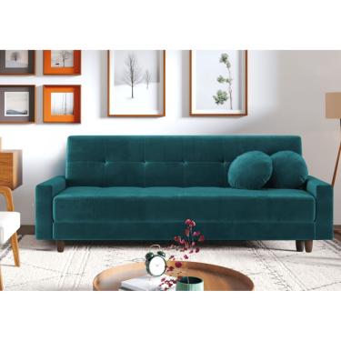 Imagem de Sofá-cama Oslo com USB braço direito 4 Lugares  Suede Grafite 204cm