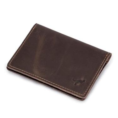 Imagem de Carteira Masculina Porta Cartão Slim com Visor Couro Bovino - Ello Griff(Marrom, Escuro)