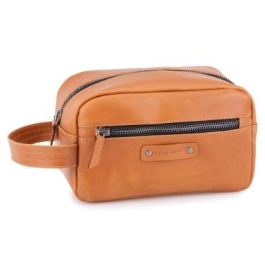 Imagem de Necessaire Masculina Organizador Para Viagem Couro Legítimo(MARROM CLARO)