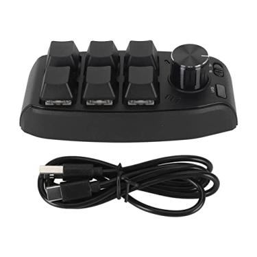 Imagem de GLOGLOW Mini teclado mecânico, interruptor vermelho, plug and play, programável, 6 teclas, 1 botão, design ergonômico durável, teclado para jogos de mídia (USB com fio)