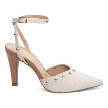 Imagem de Sapato Scarpin Branco Dourado Off White Salto Alto - Torricella, 35, B