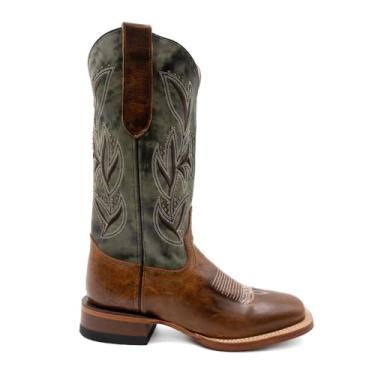 Imagem de Ferrini Botas femininas Maggie bordadas bico quadrado sem cadarço cano médio salto baixo 2,5-5 cm - marrom, Marrom, 36 BR