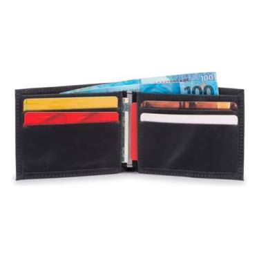 Imagem de Carteira Masculina Slim Pequena Luxo Elástico Couro Legítimo(Preto)