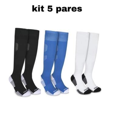 Imagem de kit 5 Pares De Meiões de Futebol Hoahi Cano Longo Sport Original Preto