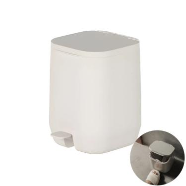 Imagem de Lixeira Com Pedal Cesto De Lixo 6 Litros Banheiro Bege - Aura  LX400BGF Ou